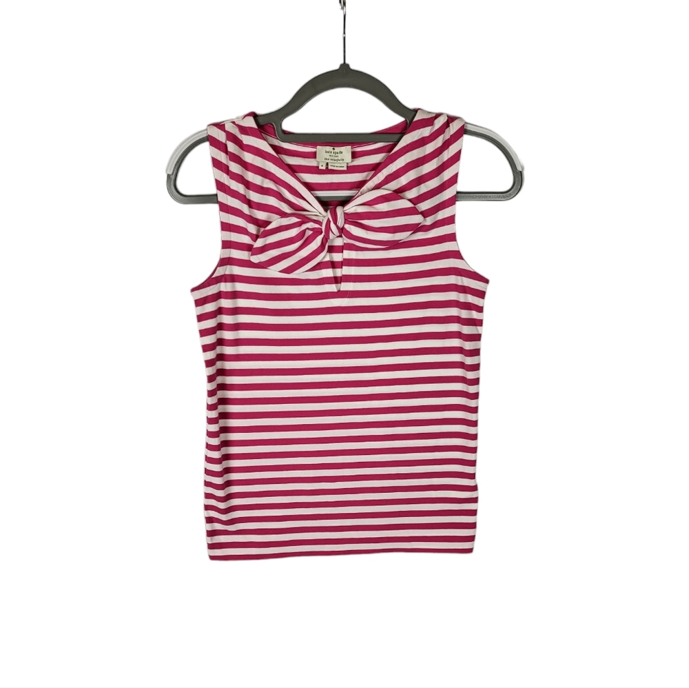 Kate spade new york women's pink,white strip bow tank top size S